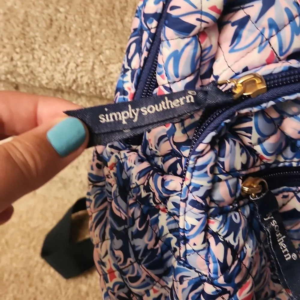 Simply Southern Blue & Purple Leaf Print Backpack